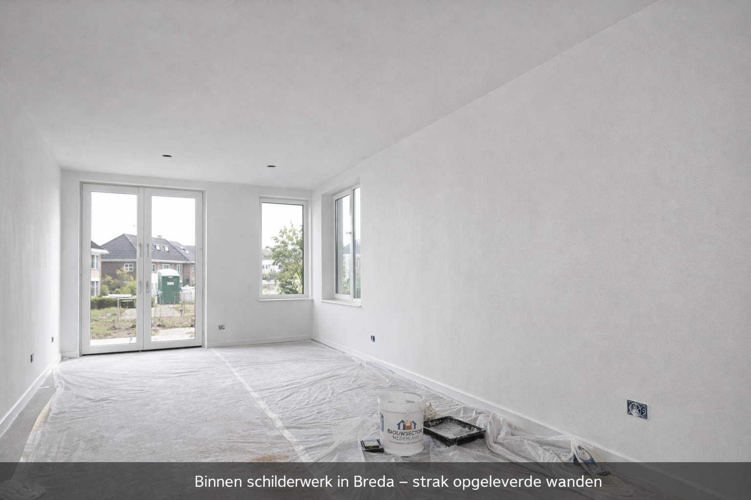 binnen schilderwerk Breda strak resultaat nieuwbouwwoning witte wanden.